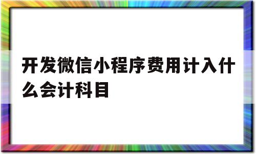 开发微信小程序费用计入什么会计科目(开发微信小程序费用计入什么会计科目里)