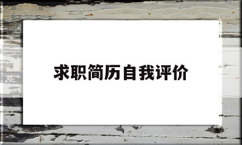 求职简历自我评价(求职简历自我评价精简100字)