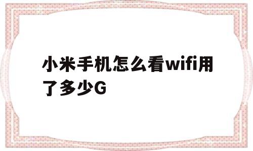 小米手机怎么看wifi用了多少G(小米手机怎么看wifi有多少人在用)