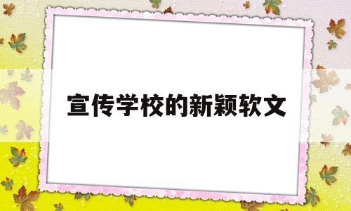 宣传学校的新颖软文(宣传学校的新颖软文文案)