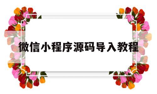 微信小程序源码导入教程(微信小程序源码导入教程视频)