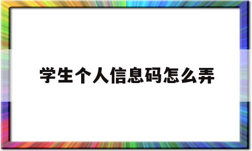 学生个人信息码怎么弄(学生个人信息码怎么弄山东)