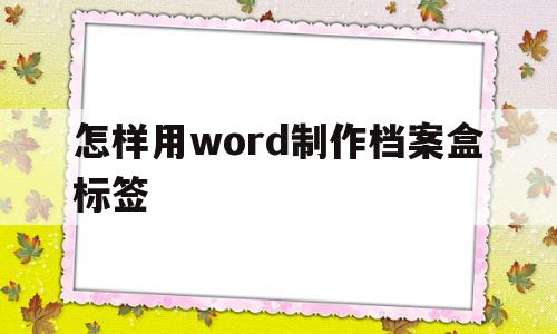 怎样用word制作档案盒标签(怎样用word制作档案盒标签图片)