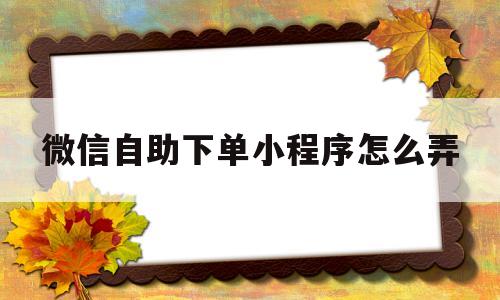 微信自助下单小程序怎么弄(微信上自助下单小程序怎么弄)