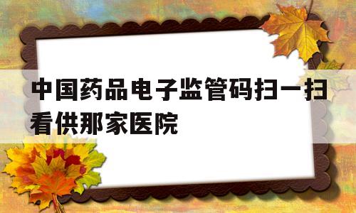 中国药品电子监管码扫一扫看供那家医院的简单介绍