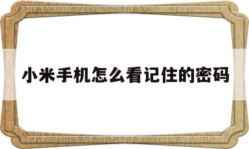 小米手机怎么看记住的密码(小米手机怎么看记住的密码是多少)