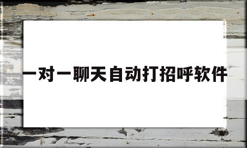 一对一聊天自动打招呼软件(一对一聊天自动打招呼软件有哪些)