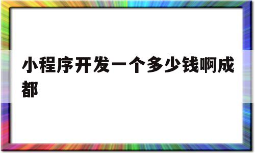 关于小程序开发一个多少钱啊成都的信息