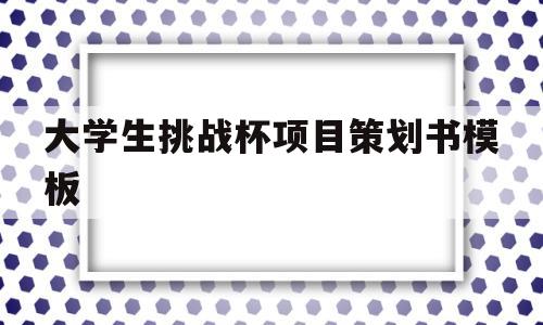 大学生挑战杯项目策划书模板(大学生挑战杯大赛优秀作品示例)