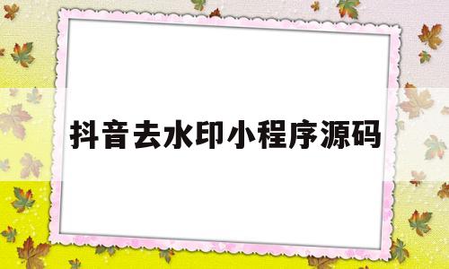 抖音去水印小程序源码(抖音去水印小程序源码怎么弄)