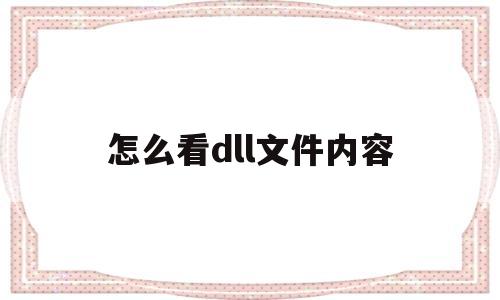 怎么看dll文件内容(怎么看dll文件内容信息)