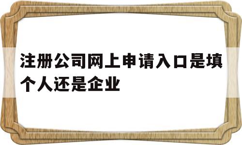 注册公司网上申请入口是填个人还是企业(注册公司网上申请入口是填个人还是企业的)