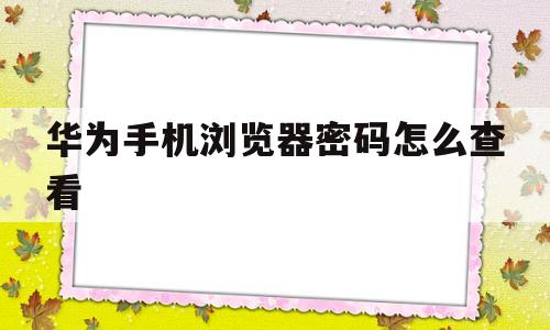 华为手机浏览器密码怎么查看(华为手机浏览器记住的密码怎么查看)