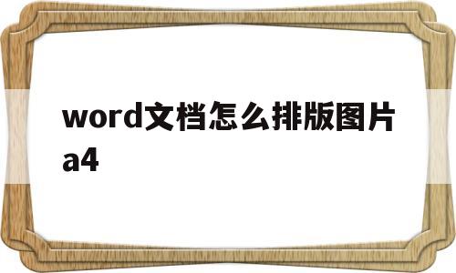 word文档怎么排版图片a4(word文档怎么排版图片和标题)