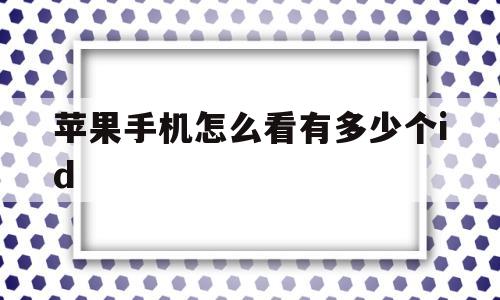 苹果手机怎么看有多少个id(苹果手机怎么看有多少个联系人)