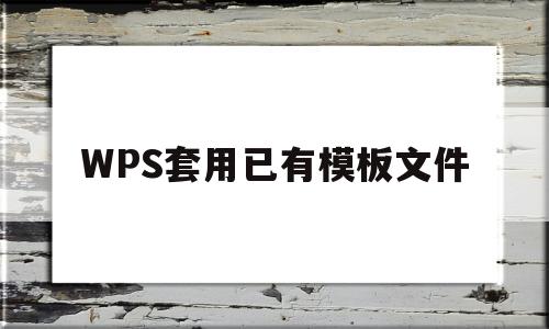 WPS套用已有模板文件(wps怎么套用模板文件样式)