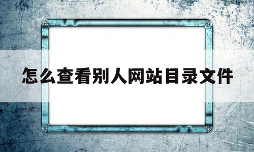 怎么查看别人网站目录文件(怎么查看别人网站目录文件信息)