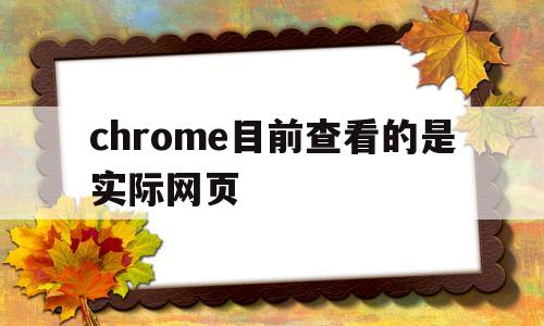 chrome目前查看的是实际网页(chrome目前查看的是实际网页内容吗)