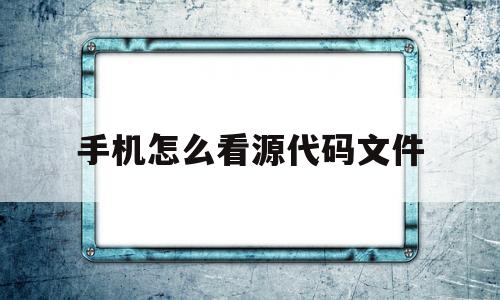 手机怎么看源代码文件(手机怎么看源代码文件大小)