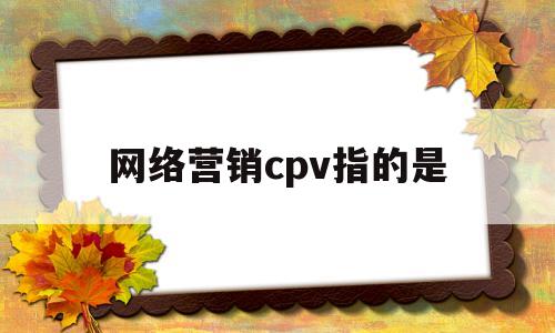 网络营销cpv指的是(网络营销cpa是什么意思)