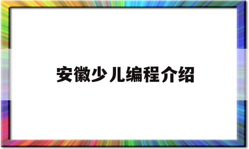 安徽少儿编程介绍(如何成为少儿编程老师)