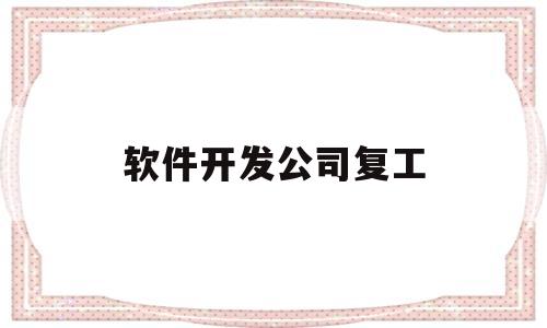 软件开发公司复工(软件开发公司哪里好)