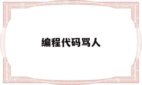 编程代码骂人(骂人代码怎么写)