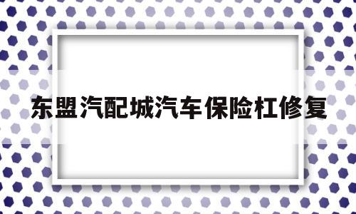 东盟汽配城汽车保险杠修复(东盟汽配城汽车保险杠修复多少钱)