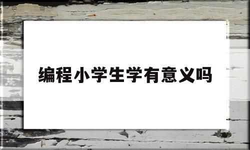 编程小学生学有意义吗(小学生学编程到底有没有用)