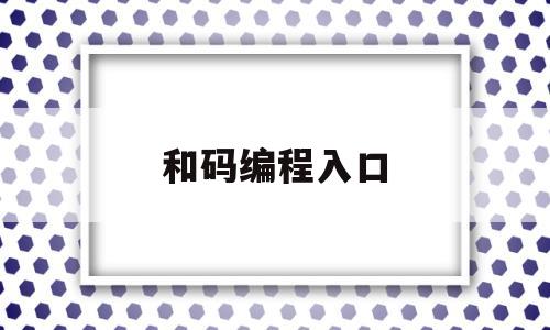 和码编程入口(编程入口在哪里)