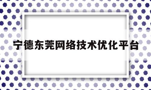 包含宁德东莞网络技术优化平台的词条