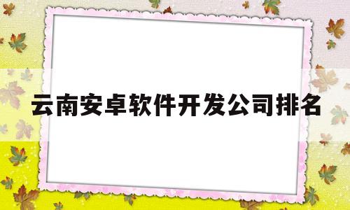 云南安卓软件开发公司排名(云南安卓软件开发公司排名前十)