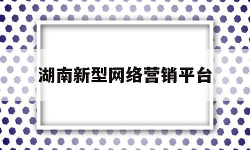 湖南新型网络营销平台(湖南专业网络营销哪家好)