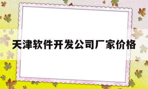 天津软件开发公司厂家价格(天津软件开发公司最多的地方在哪里)