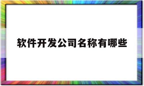 软件开发公司名称有哪些(软件开发公司名称有哪些类型)