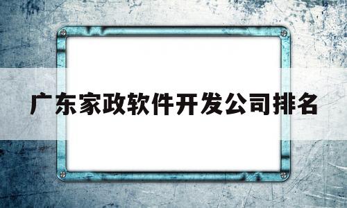 广东家政软件开发公司排名(广东家政软件开发公司排名前十)