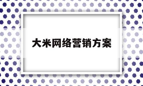 大米网络营销方案(大米营销方案案例范文)