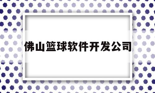 佛山篮球软件开发公司(佛山篮球培训机构前十排名)