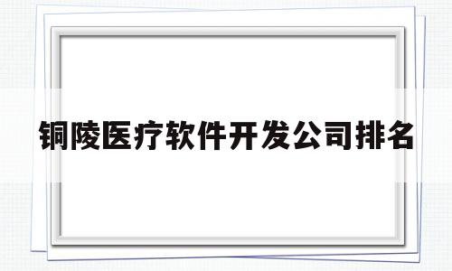 关于铜陵医疗软件开发公司排名的信息