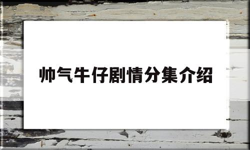 帅气牛仔剧情分集介绍(帅气牛仔剧情介绍电视猫)