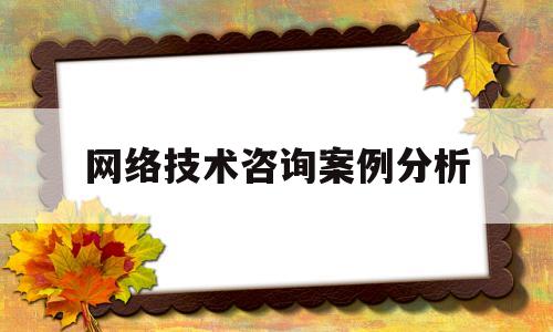 网络技术咨询案例分析(网络技术咨询是干什么的)