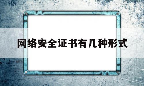 网络安全证书有几种形式(网络安全证书有几种形式的)