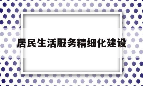 居民生活服务精细化建设(居民生活服务精细化建设心得体会)