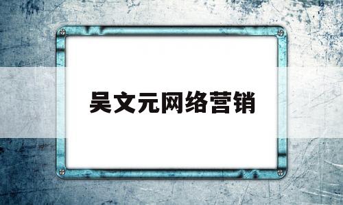 关于吴文元网络营销的信息