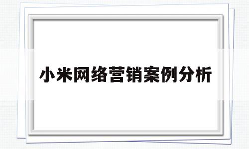 小米网络营销案例分析(小米网络营销案例分析报告)