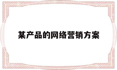 某产品的网络营销方案(某产品的网络营销渠道设计)