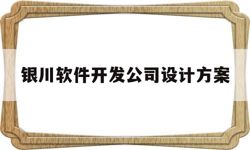 银川软件开发公司设计方案的简单介绍