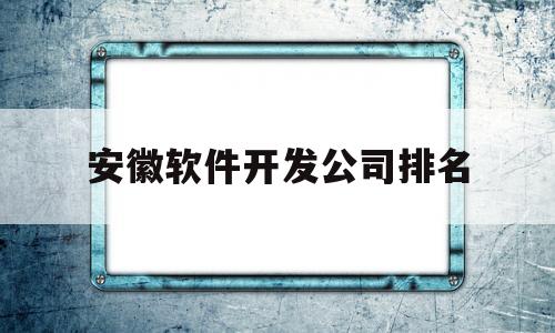 安徽软件开发公司排名(安徽软件行业协会)