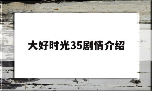 大好时光35剧情介绍(大好时光剧情介绍全集)