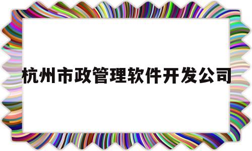 杭州市政管理软件开发公司(杭州市政管业有限公司)